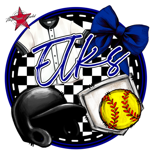 Elks Circle Softball Design-Blue