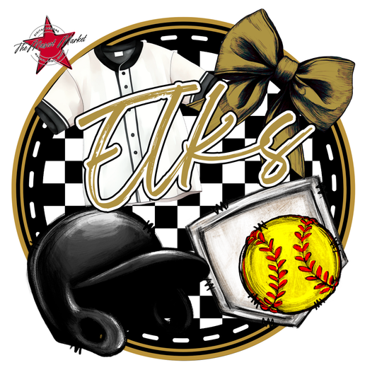 Elks Circle Softball Design-Gold