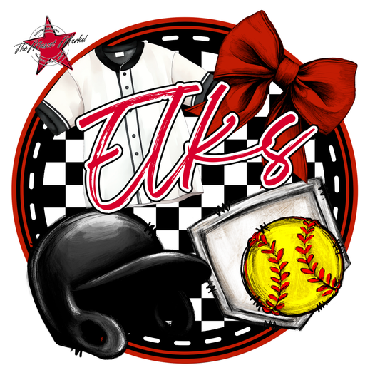 Elks Circle Softball Design-Red
