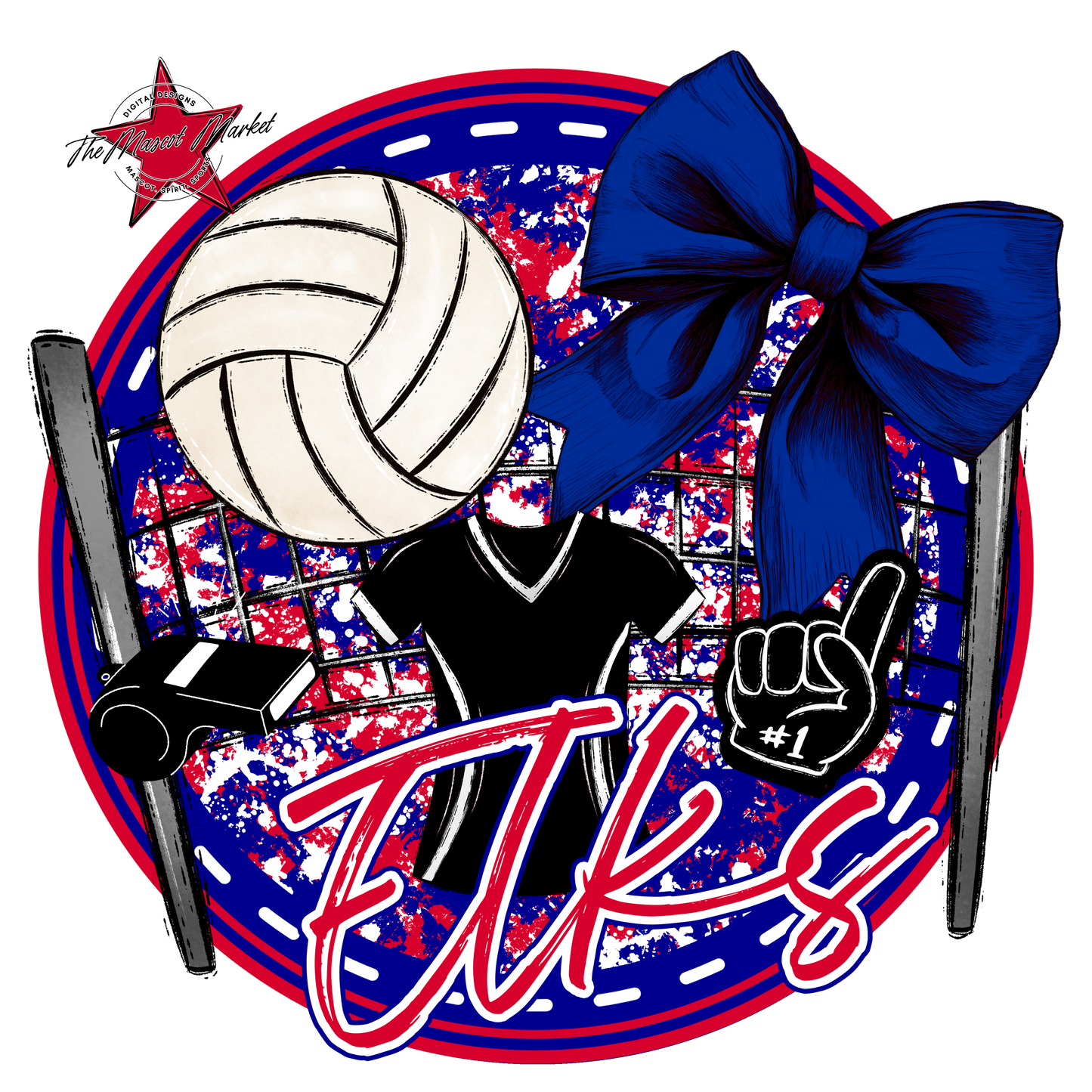 Elks Circle Volleyball Design-Blue-Red