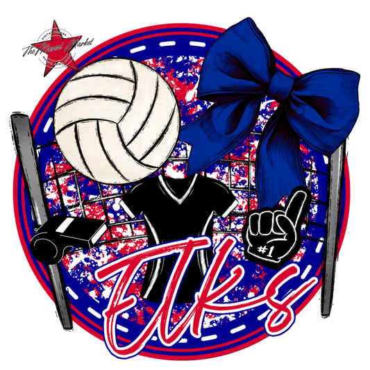 Elks Circle Volleyball Design-Blue-Red