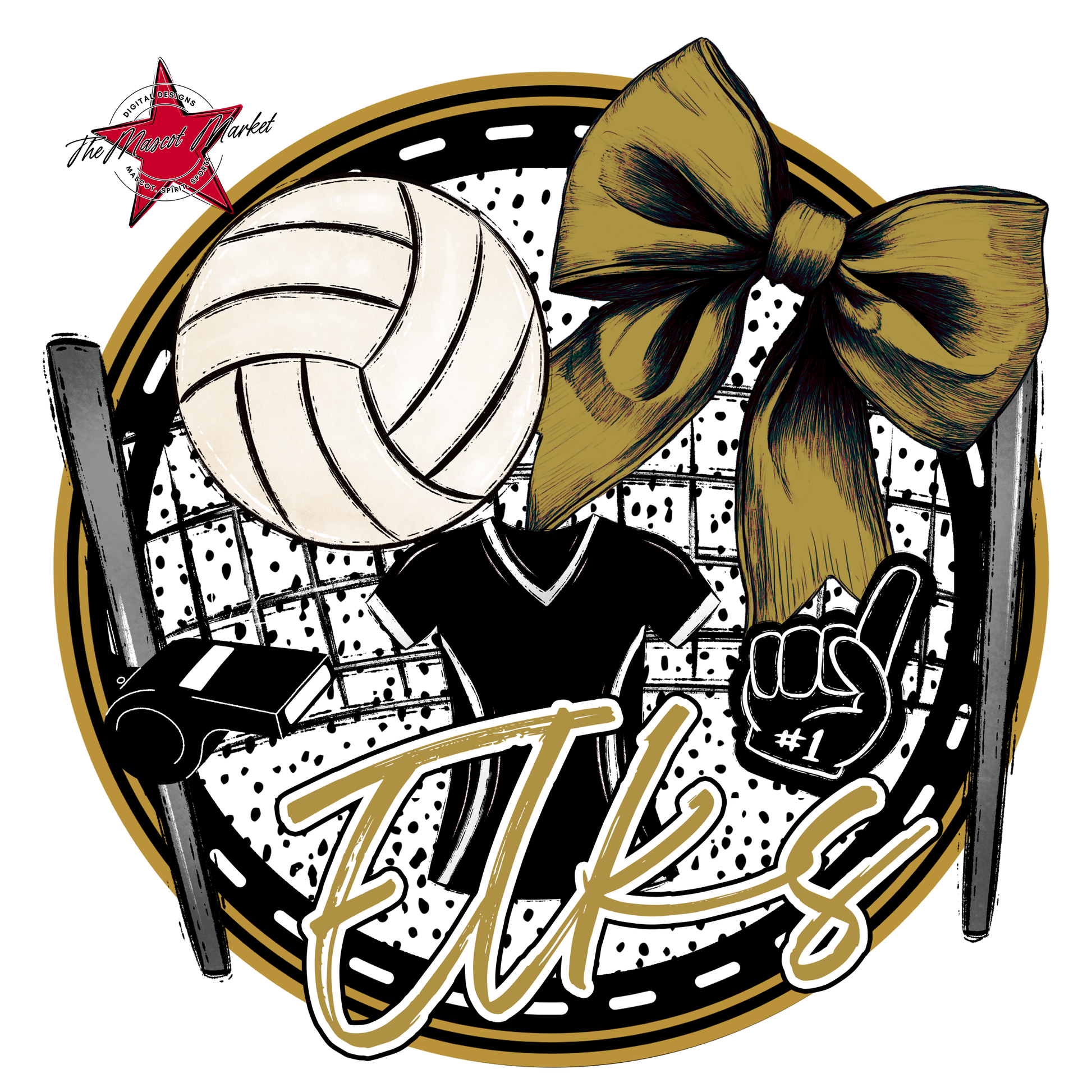 Elks Circle Volleyball Design-Gold