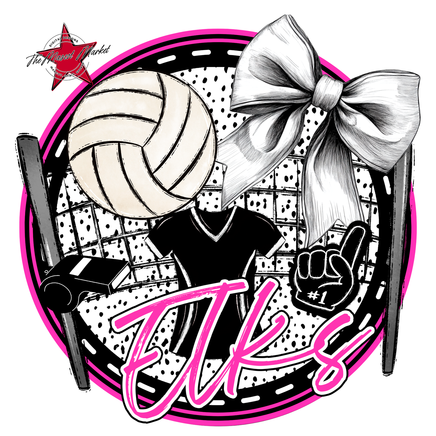 Elks Circle Volleyball Design-Pink