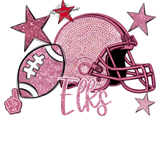 Elks Football Embroidered Sequins Design-Pink Out