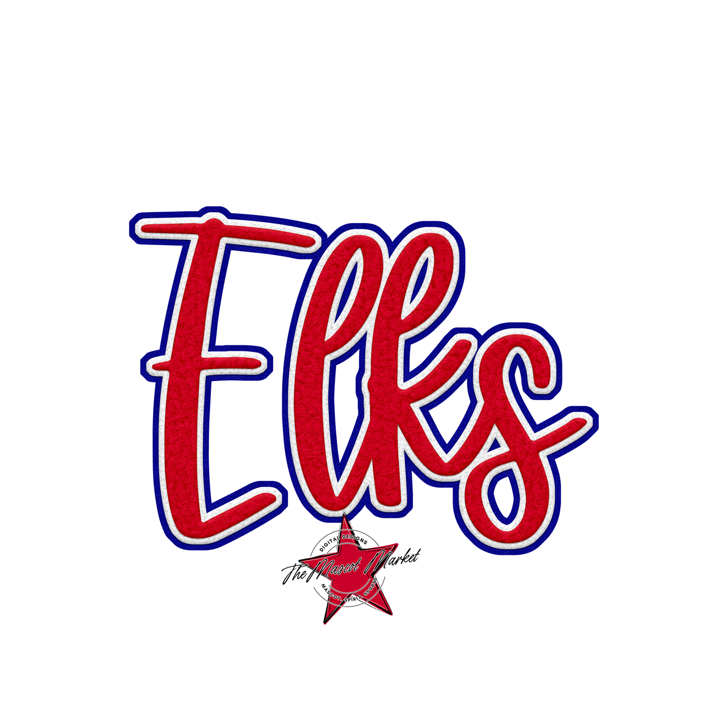 Elks Faux Chenille Patch-Blue-Red