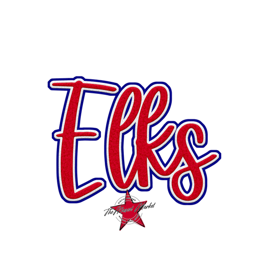 Elks Faux Chenille Patch-Blue-Red