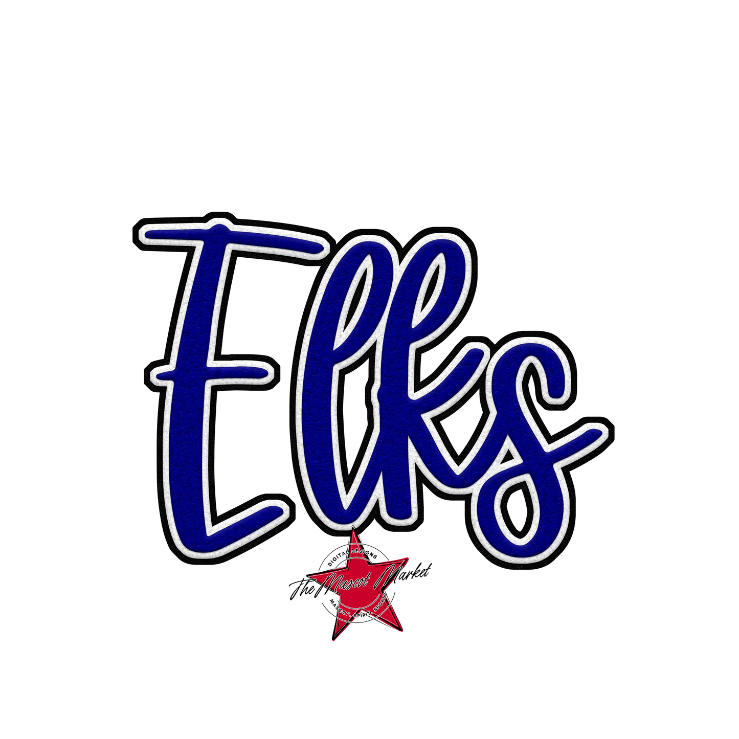 Elks Faux Chenille Patch-Blue
