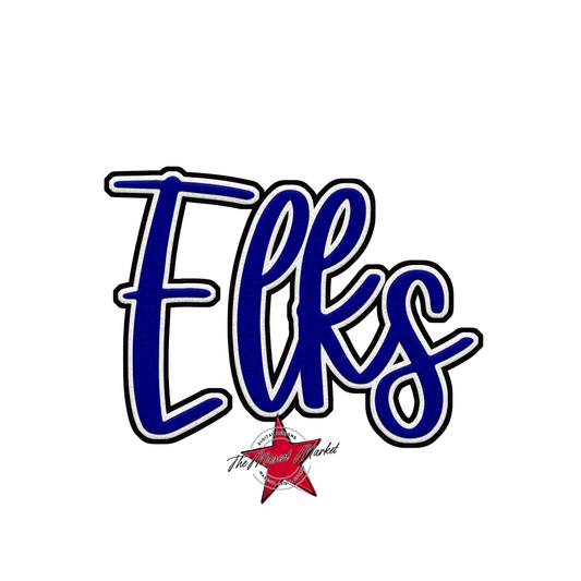 Elks Faux Chenille Patch-Blue