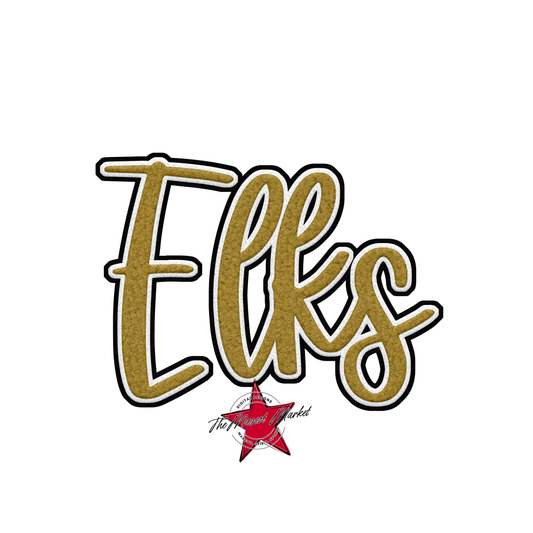 Elks Faux Chenille Patch-Gold
