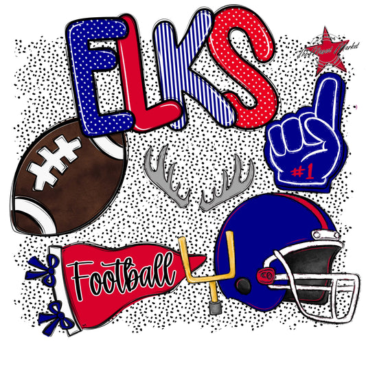 Elks Football Spirit-Blue & Red