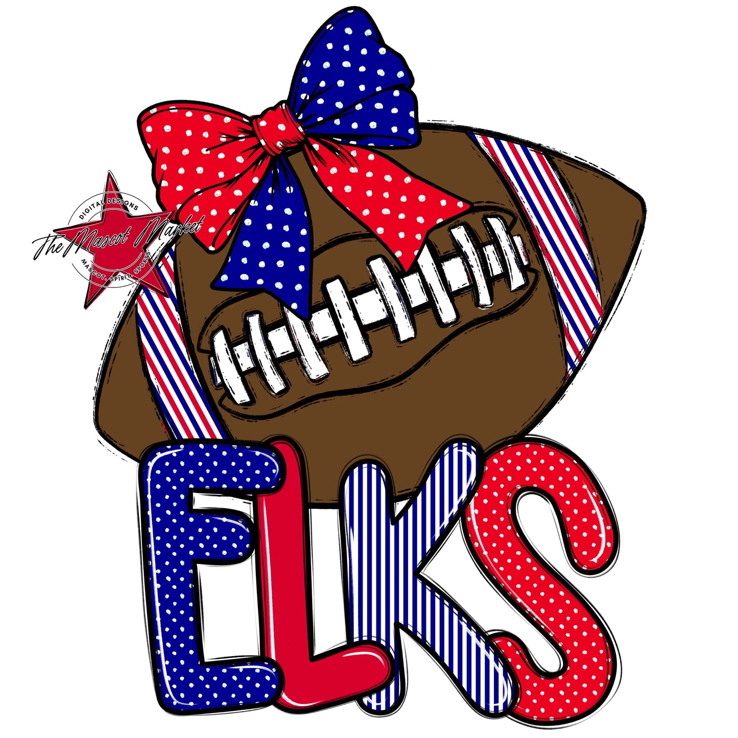 Elks Football Spirit Design-Blue & Red