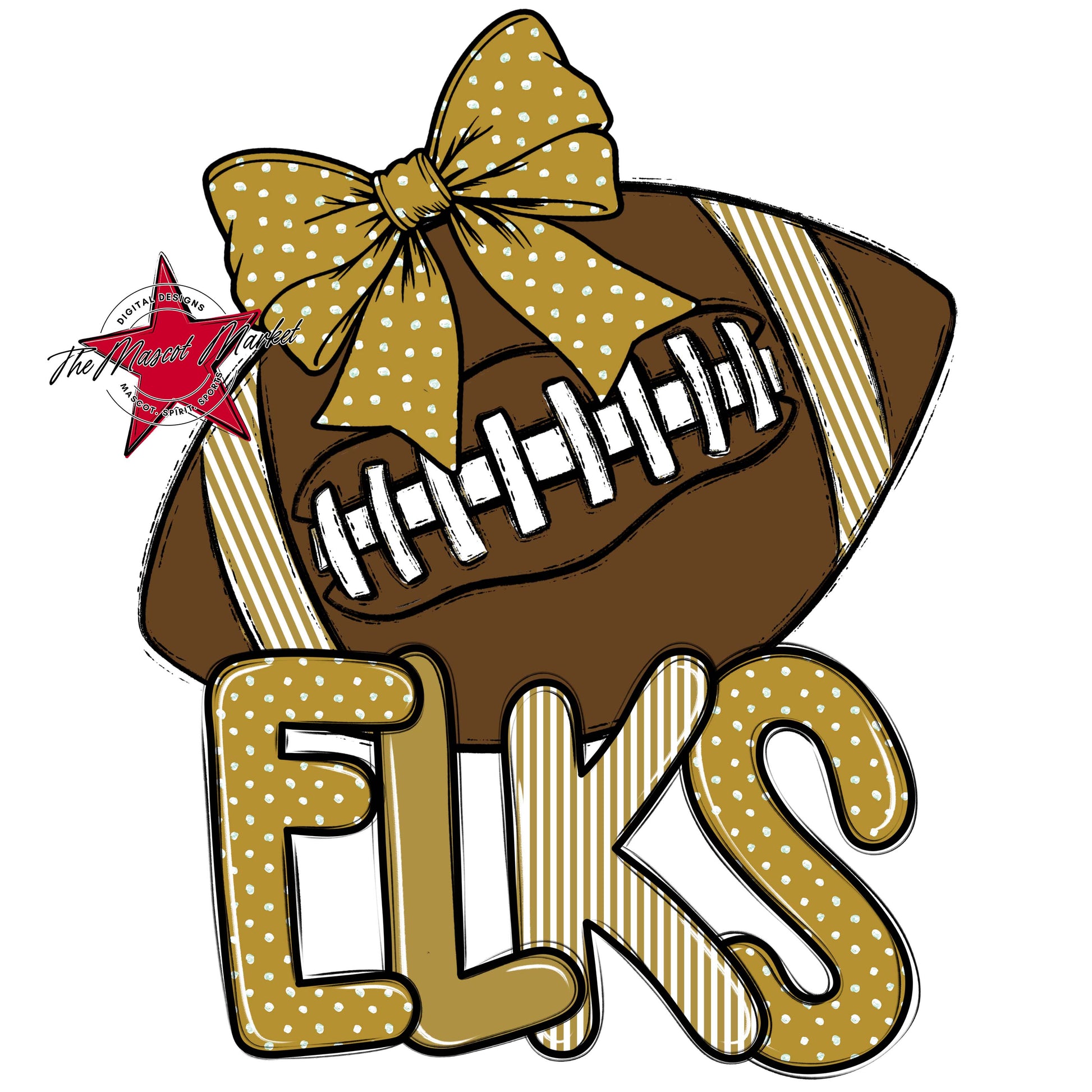 Elks Football Spirit Design-Gold