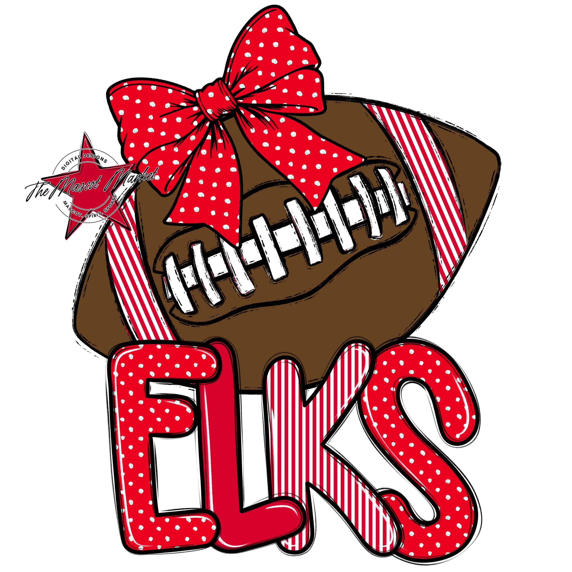 Elks Football Spirit Design-Red
