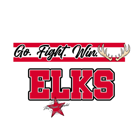 Elks Go Fight Win Mascot Lines-Red