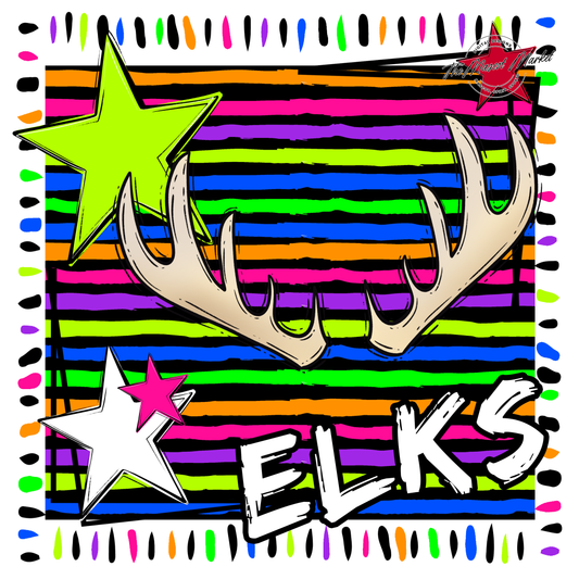 Elks Mascot Frame-Neon Black