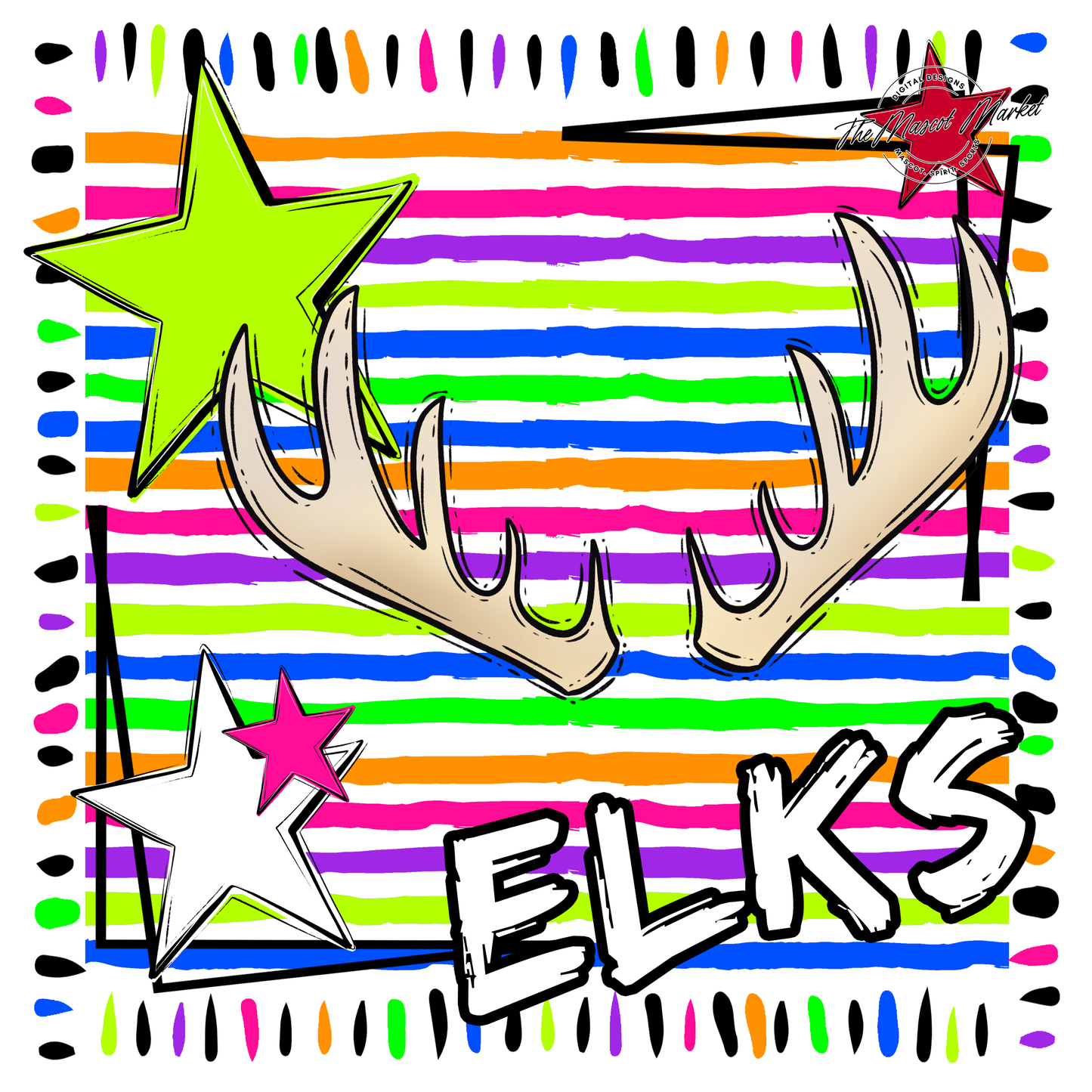 Elks Mascot Frame-Neon White
