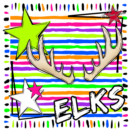 Elks Mascot Frame-Neon White