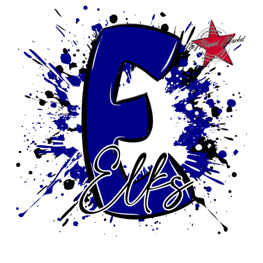 Elks Mascot Splatter-Blue