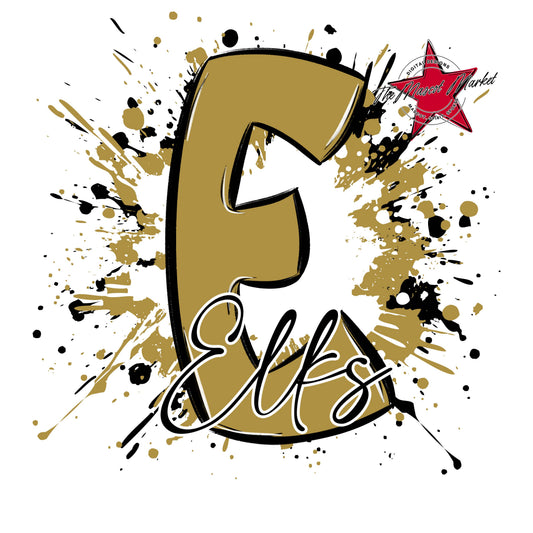 Elks Mascot Splatter-Gold