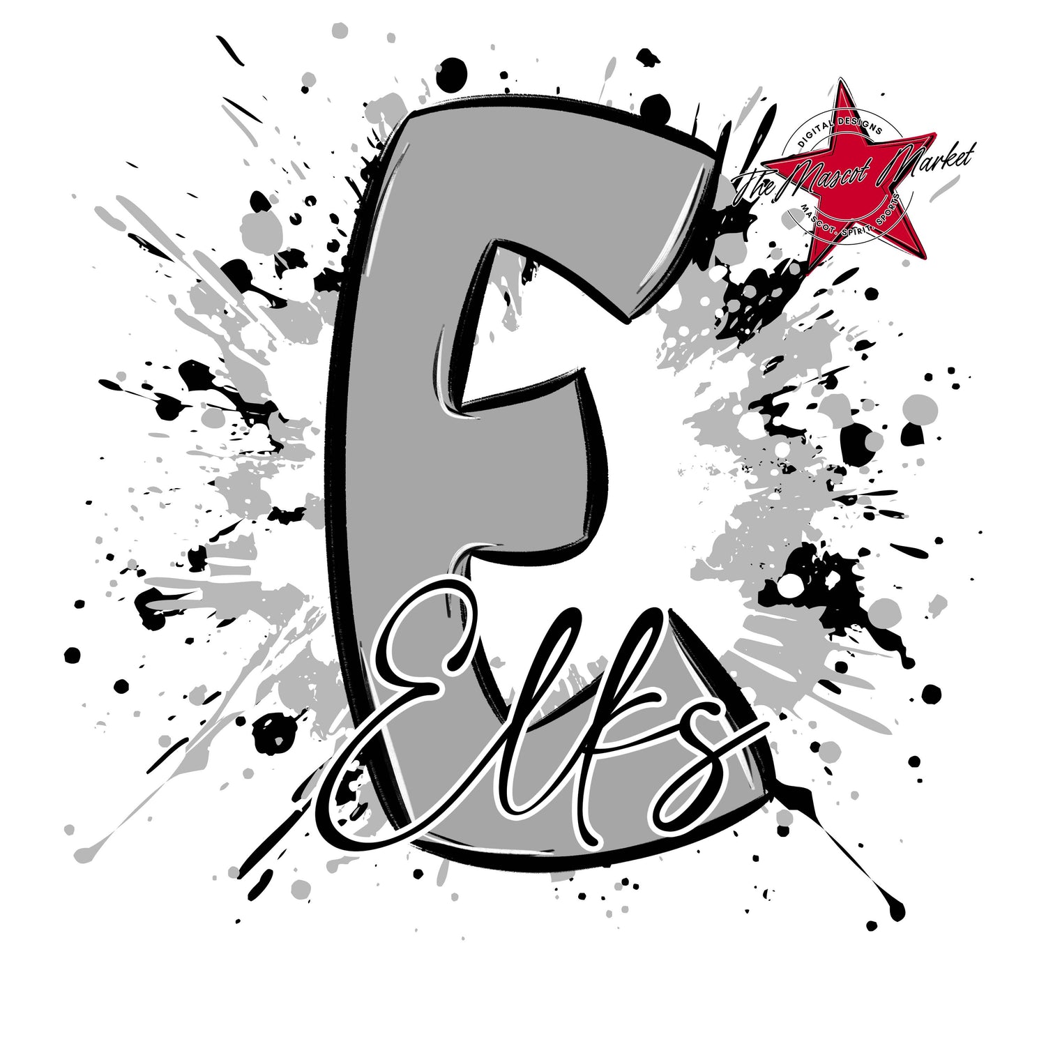 Elks Mascot Splatter-Grey