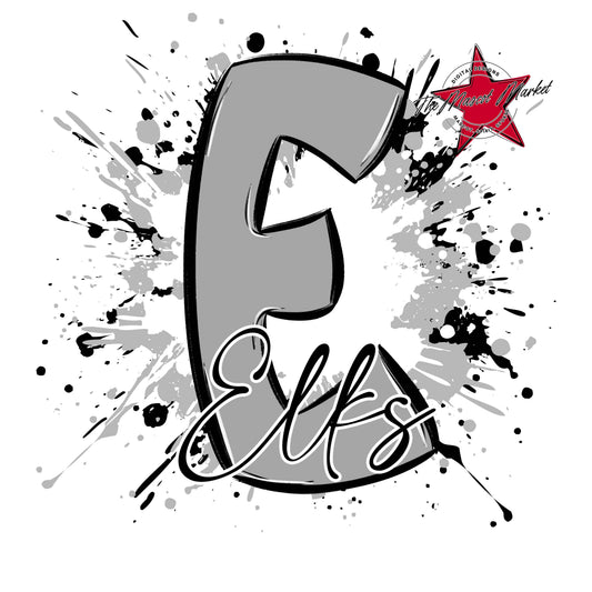 Elks Mascot Splatter-Grey