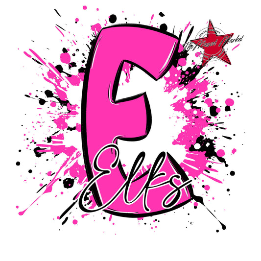 Elks Mascot Splatter-Pink