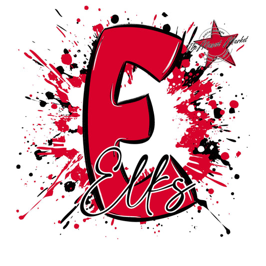 Elks Mascot Splatter-Red