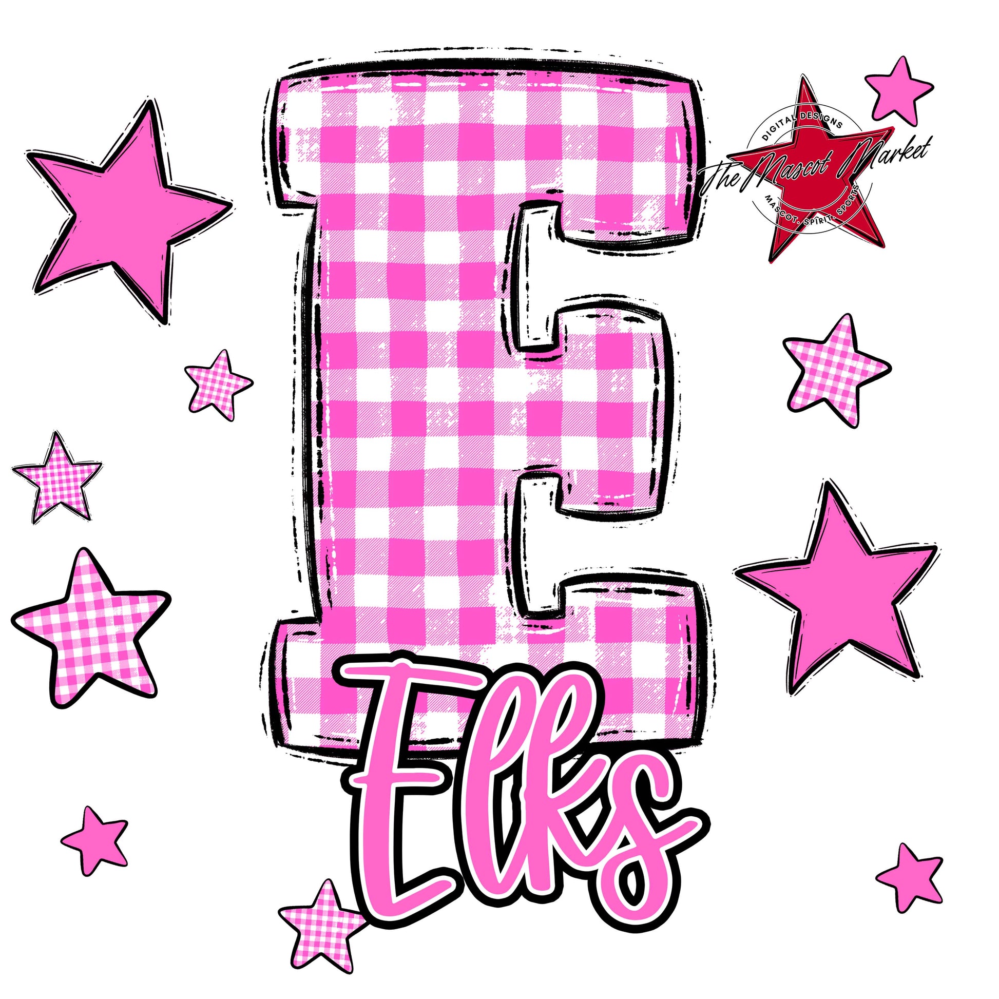 Elks Plaid Star Design-Baby Pink