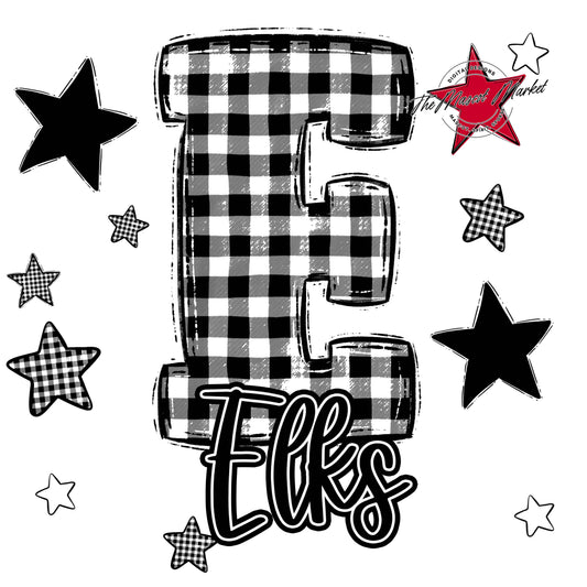 Elks Plaid Star Design-Black