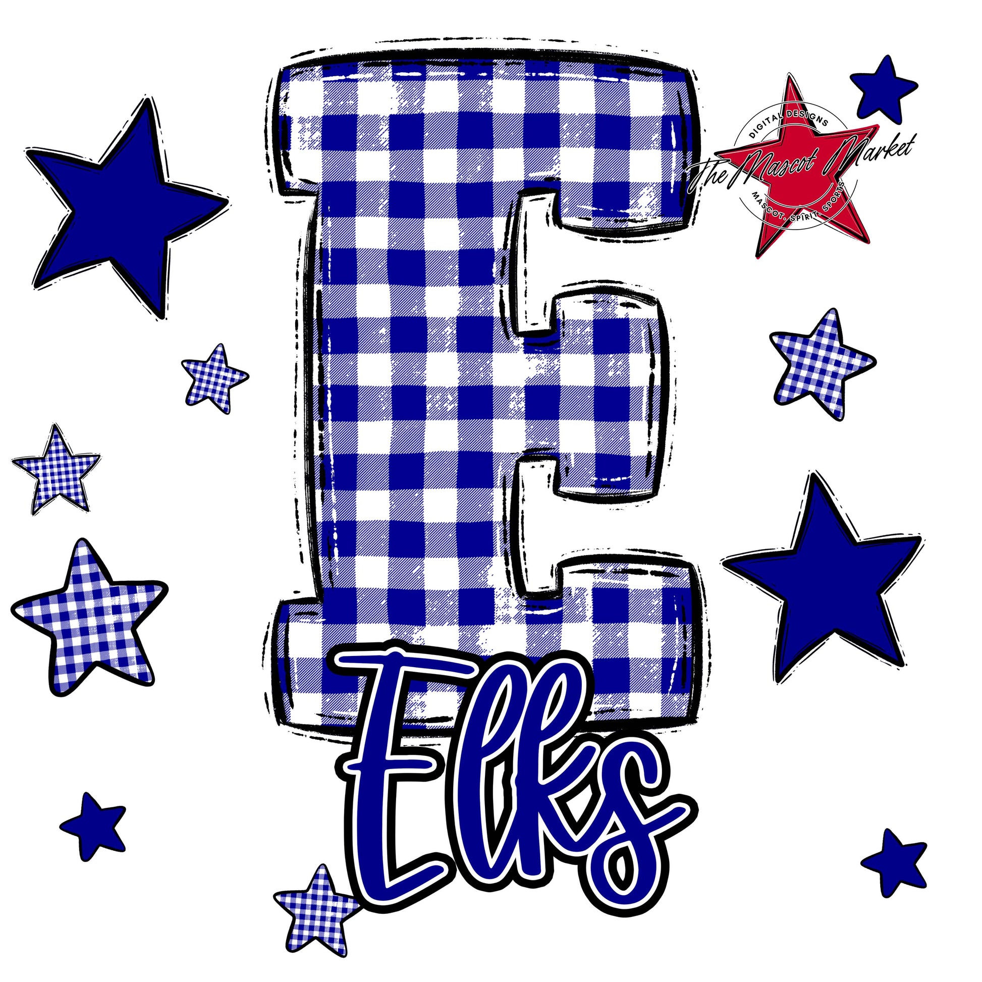 Elks Plaid Star Design-Blue