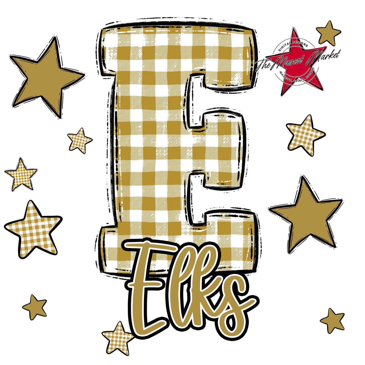 Elks Plaid Star Design-Gold