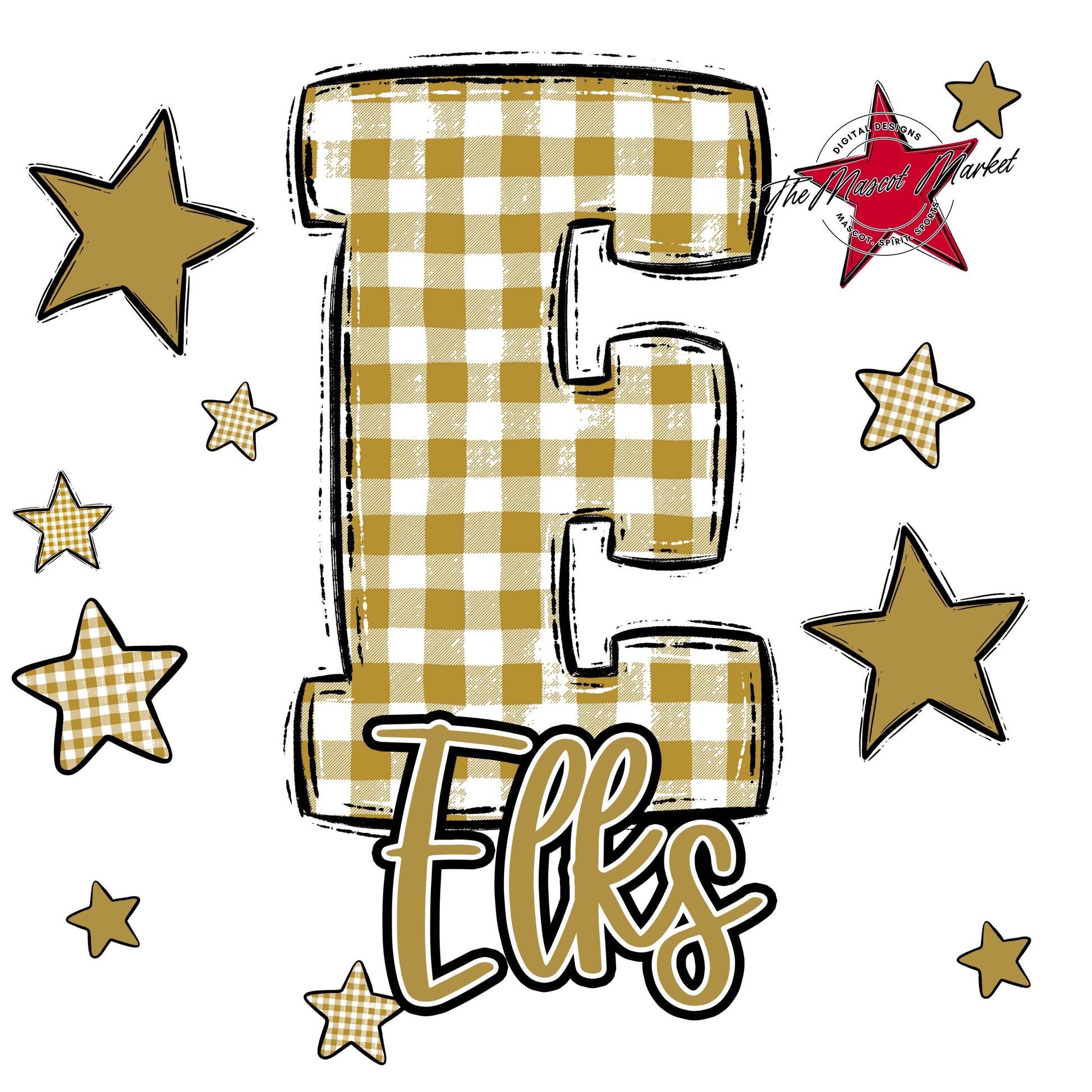 Elks Plaid Star Design-Gold