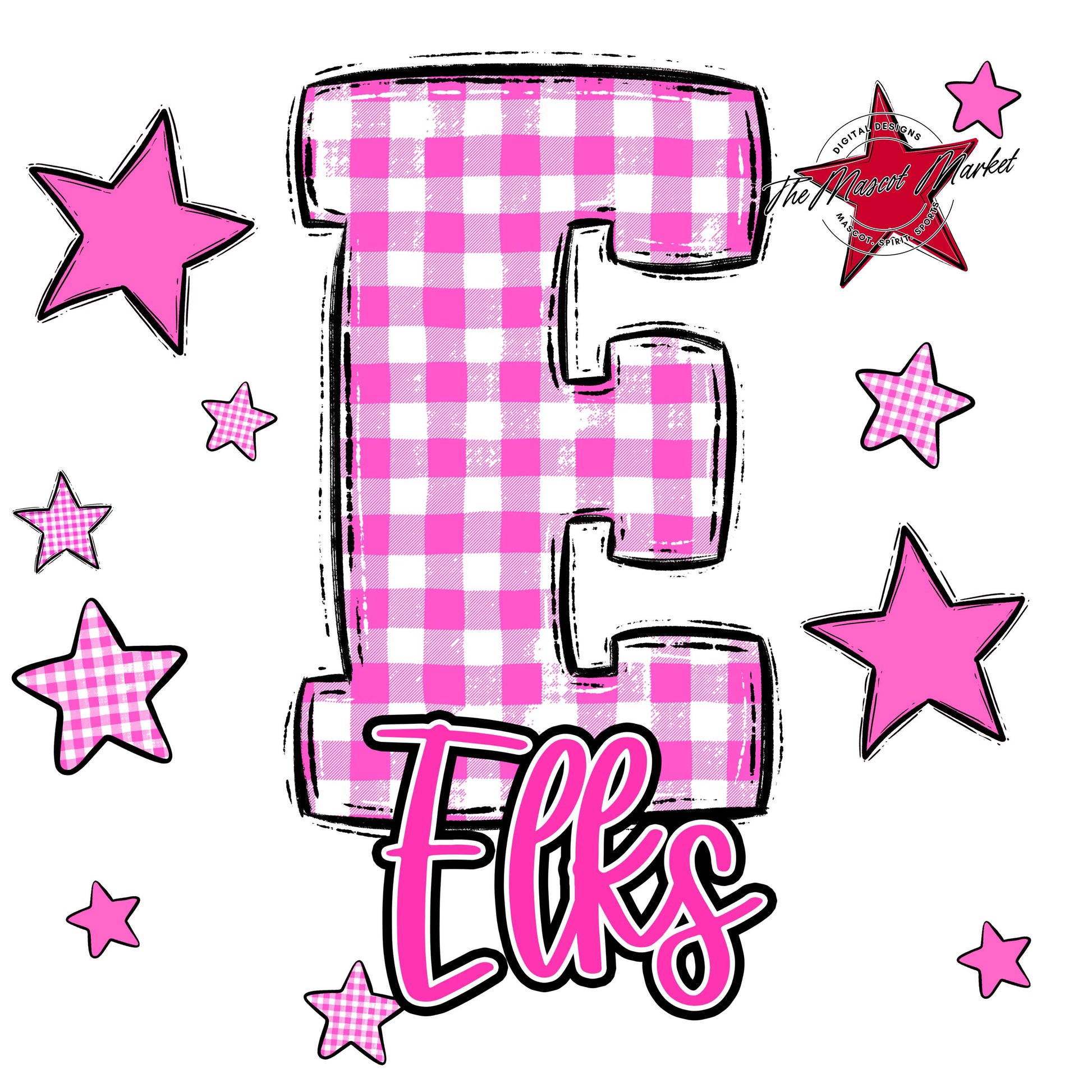 Elks Plaid Star Design-Pink