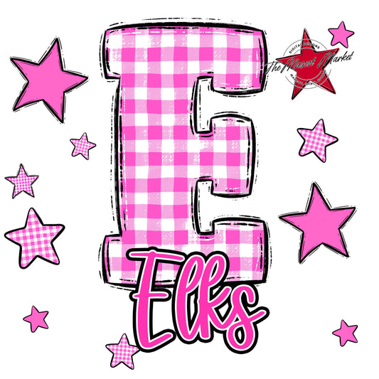 Elks Plaid Star Design-Pink