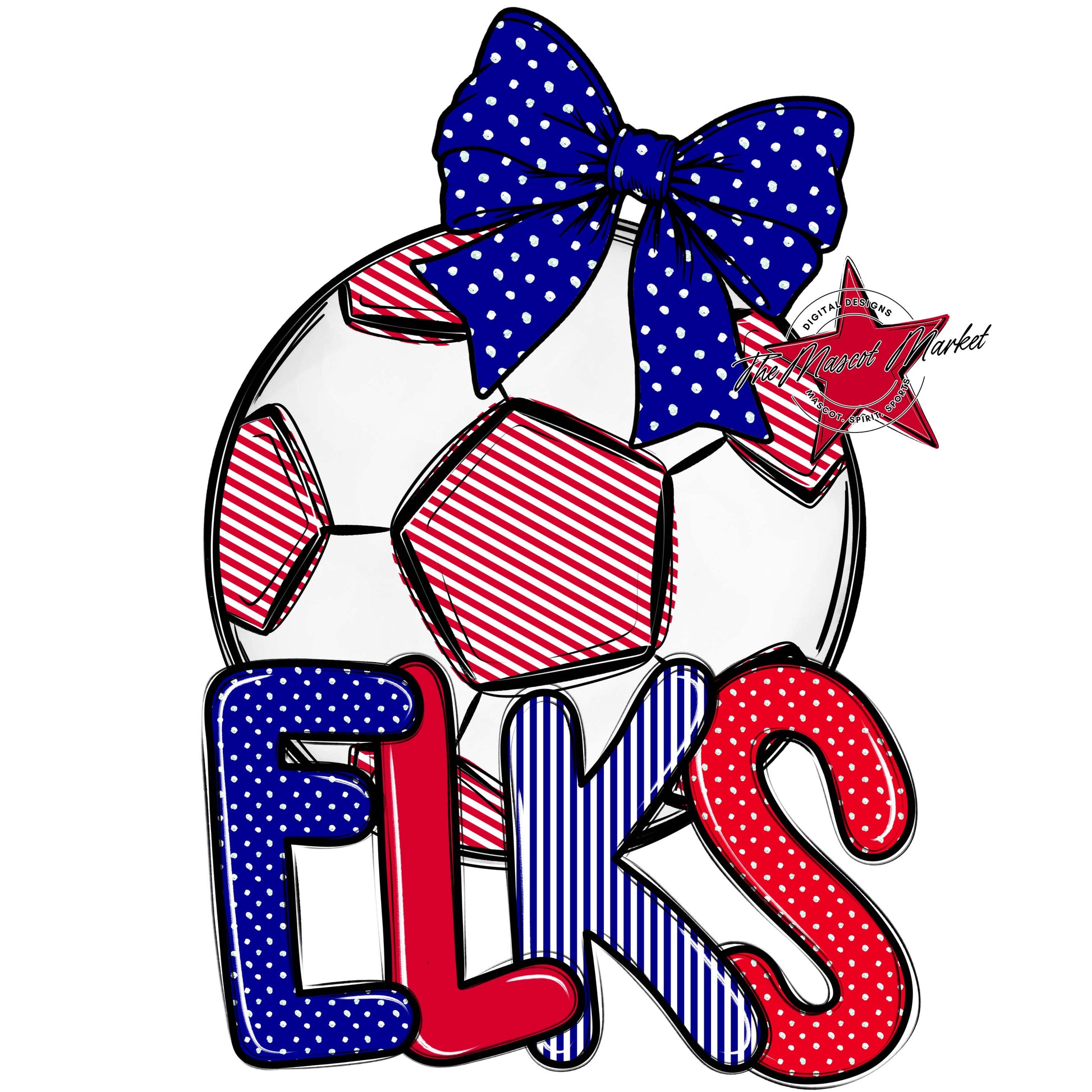 Elks Soccer Spirit Design-Blue & Red