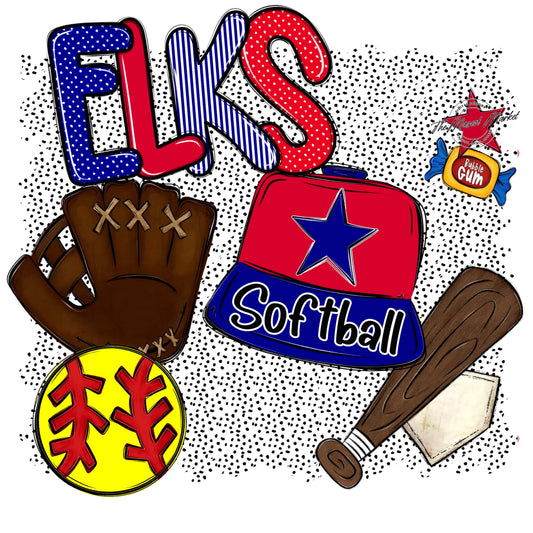 Elks Softball Spirit-Blue & Red