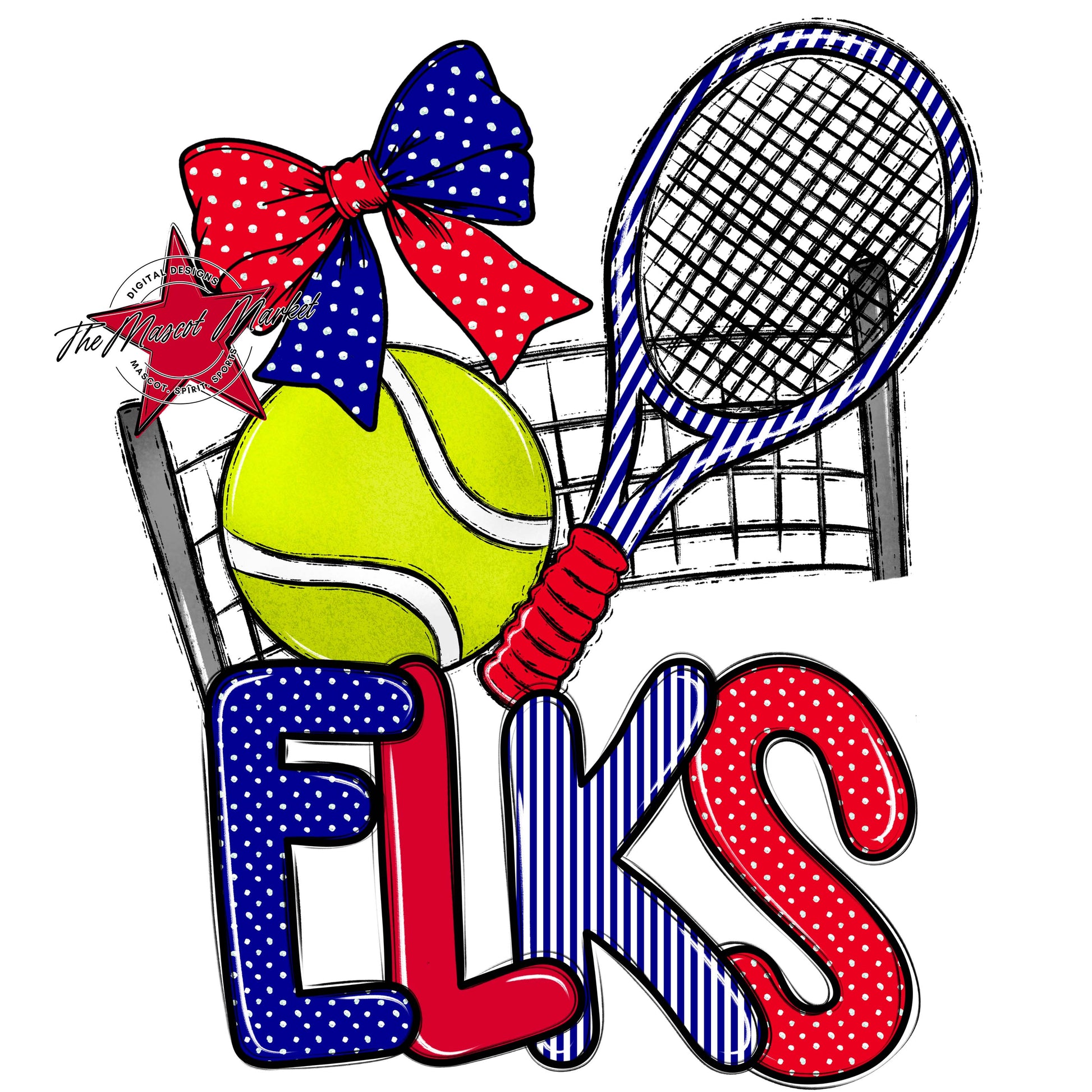 Elks Tennis Spirit Design-Blue & Red