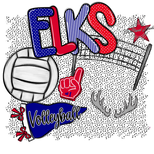 Elks Volleyball Spirit-Blue & Red
