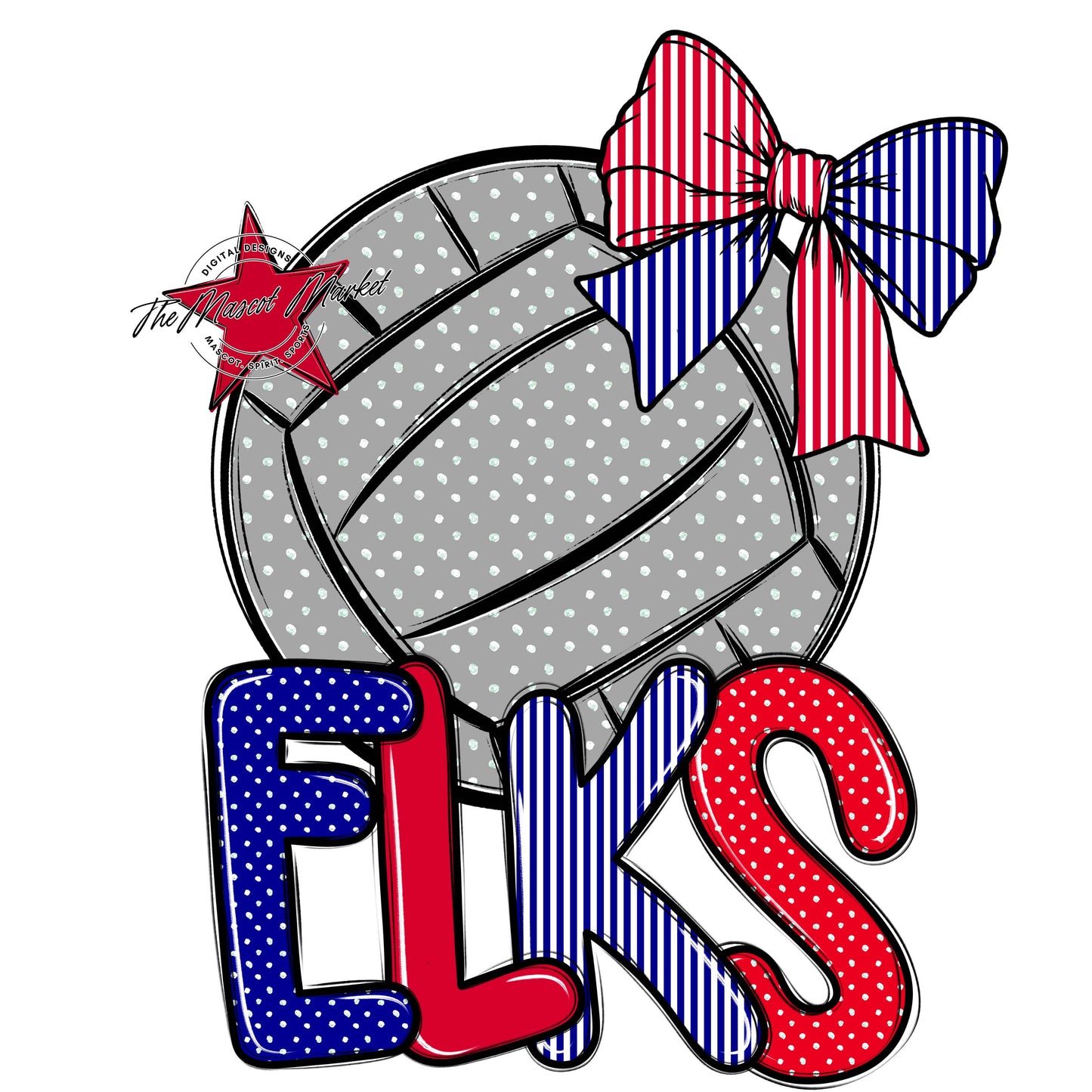 Elks Volleyball Spirit Design-Blue & Red