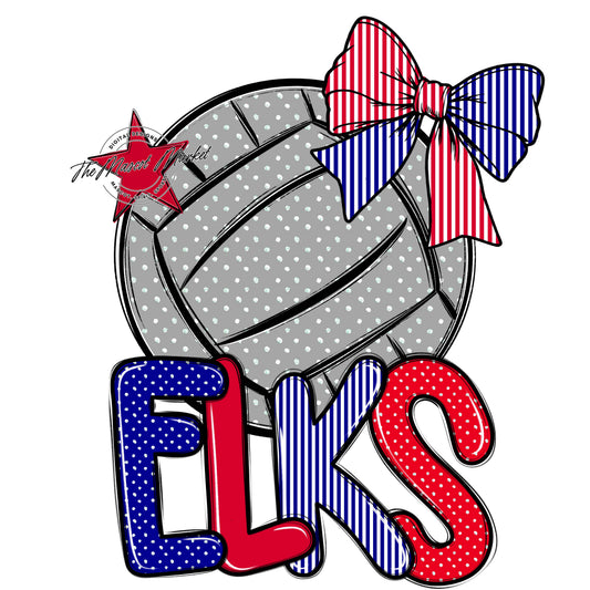 Elks Volleyball Spirit Design-Blue & Red