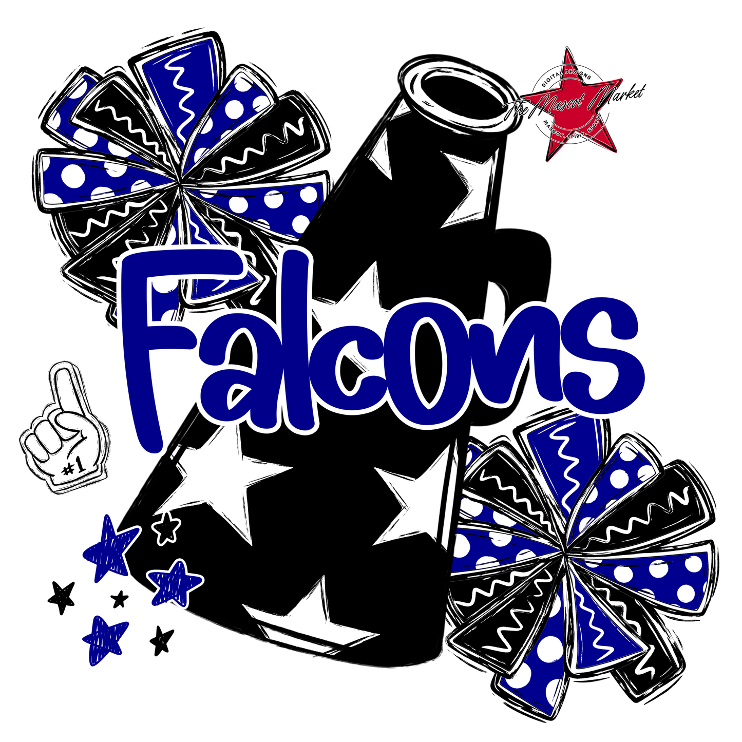 Falcons Alpha Megaphone Design-Blue