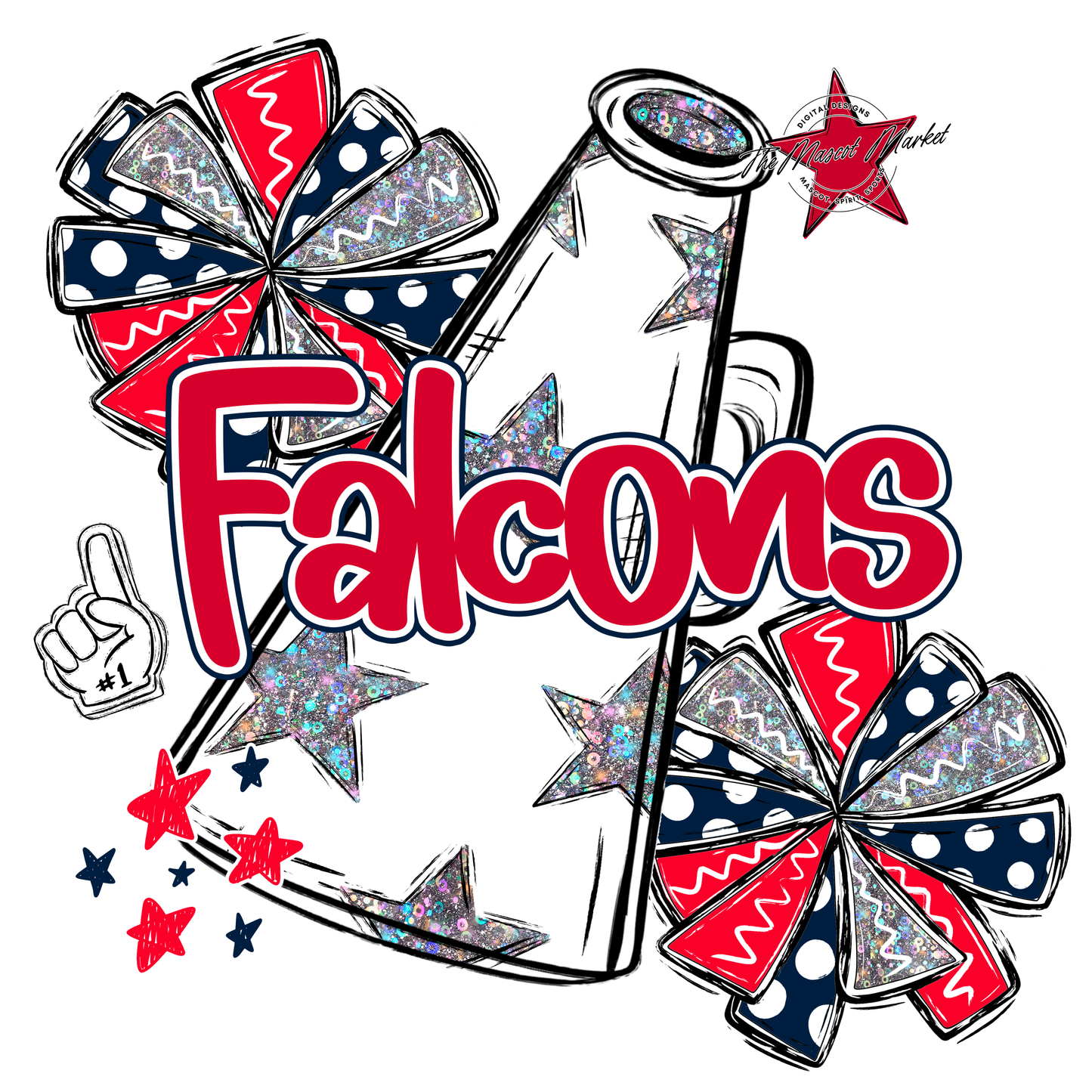 Falcons Alpha Megaphone Design-Navy-Red