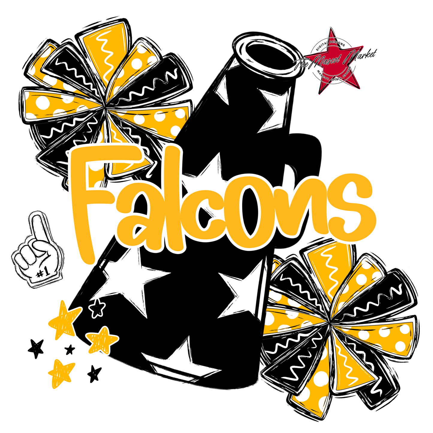 Falcons Alpha Megaphone Design-Red-Yellow