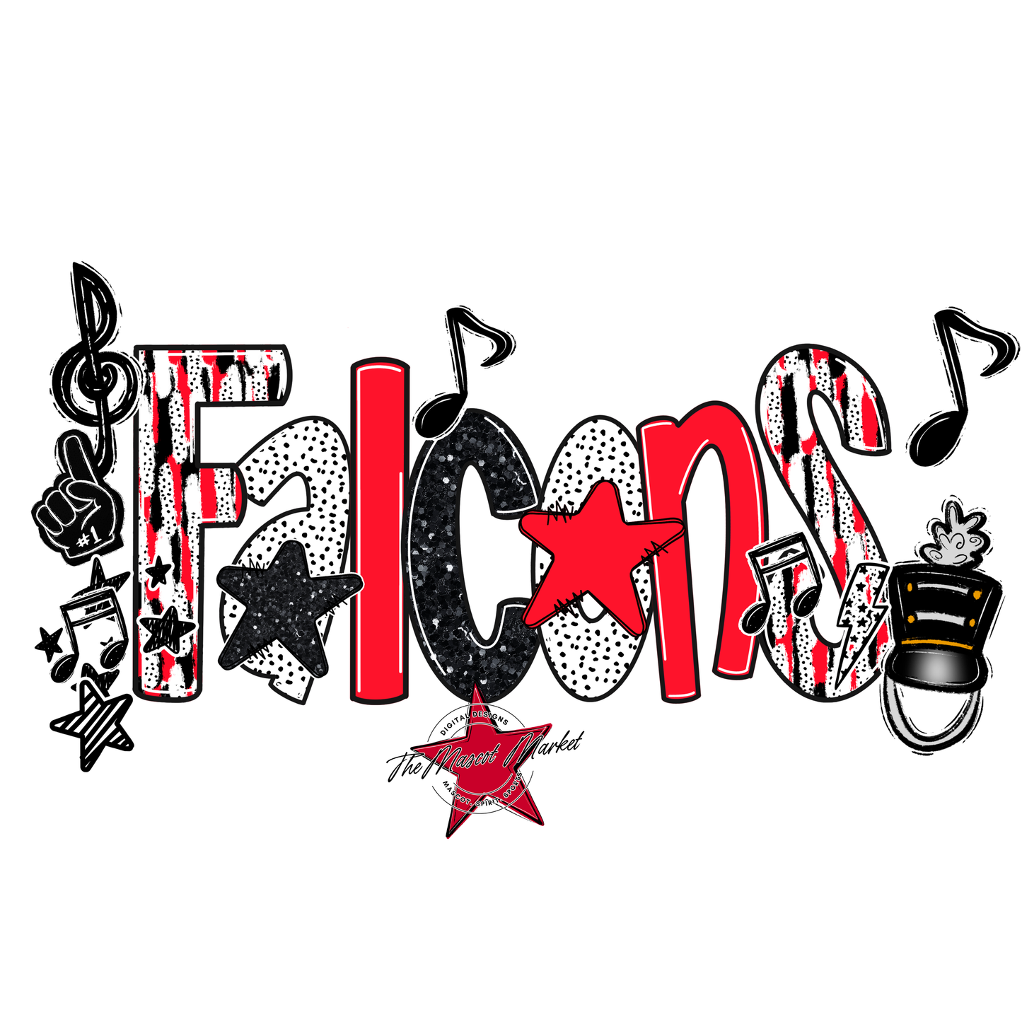 Falcons Band Scrape-Bright Red