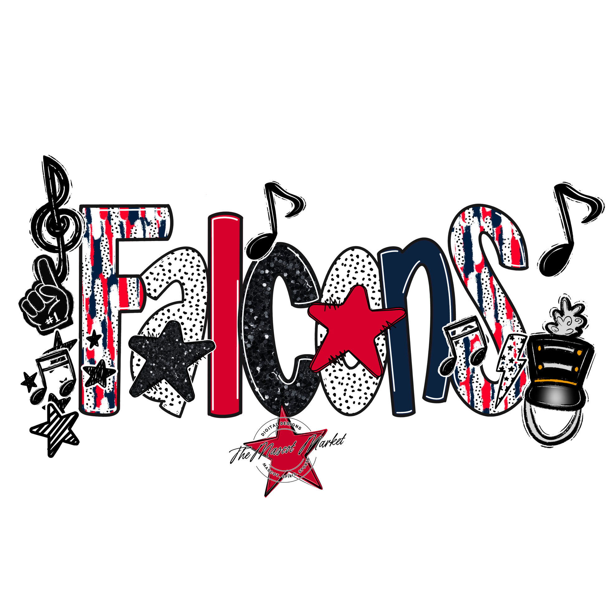 Falcons Band Scrape-Navy-Red