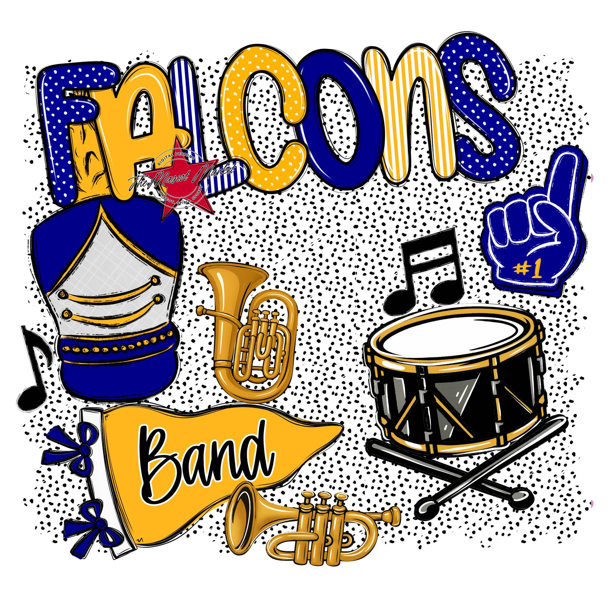 Falcons Band Spirit-Blue & Yellow