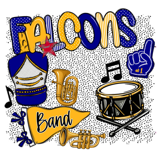 Falcons Band Spirit-Blue & Yellow
