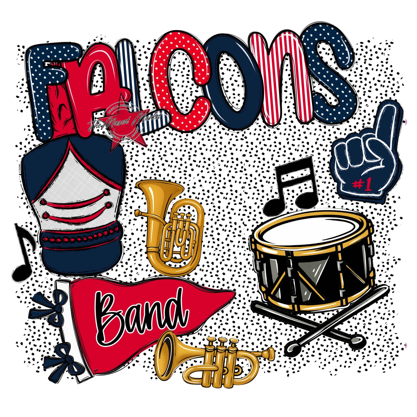Falcons Band Spirit-Navy & Red
