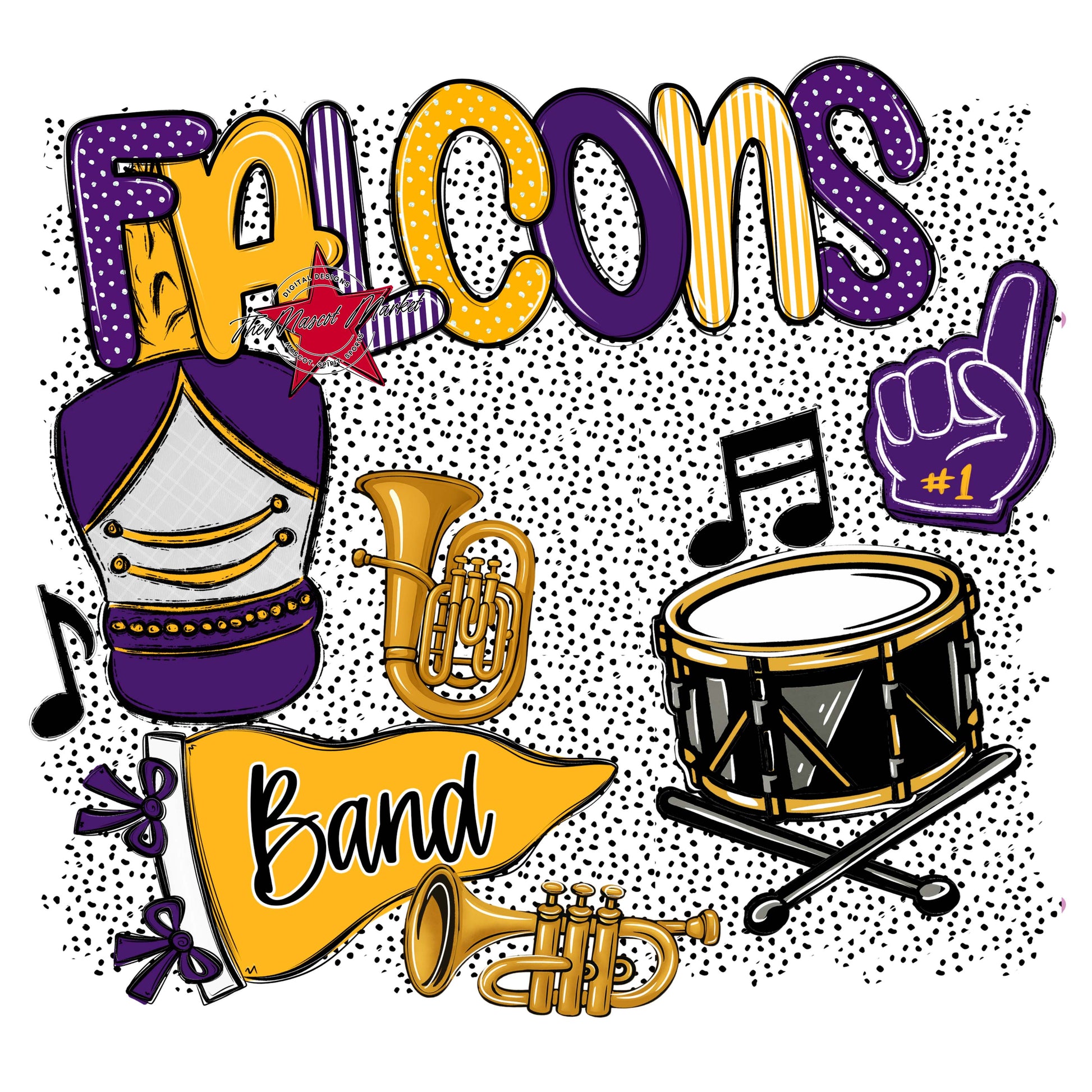 Falcons Band Spirit-Purple & Yellow