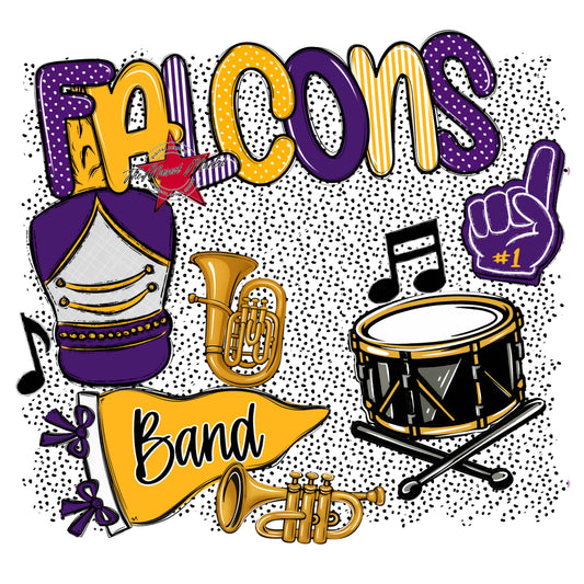 Falcons Band Spirit-Purple & Yellow